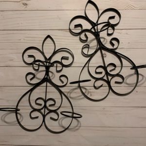 Set of TWO Fleur de Lis Candle Holders